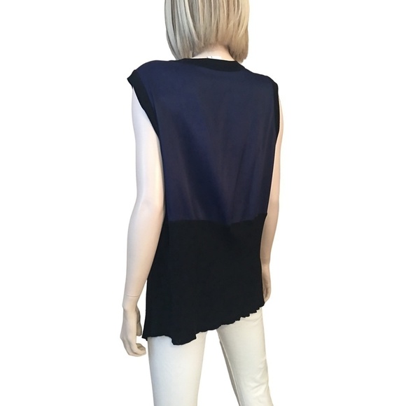 DKNY Asymmetrical Flounce Panel Top Blouse Tunic Tank Rayon Merino Wool NWOT - Picture 8 of 16